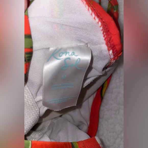 Kona Sol Orange Hawaiian Print One Piece Swimsuit - Picture 3 of 4